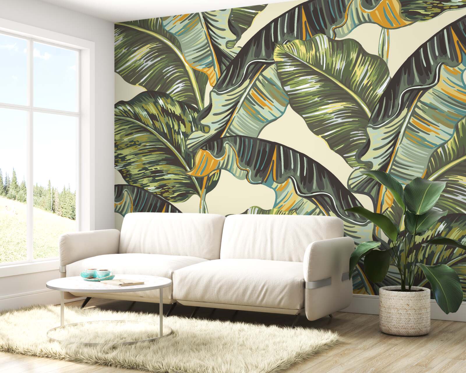 Papier peint nombreuses nuances sur les feuilles de fougère