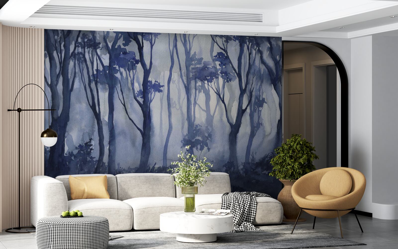 Papier peint brouillard épais au cœur de la forêt