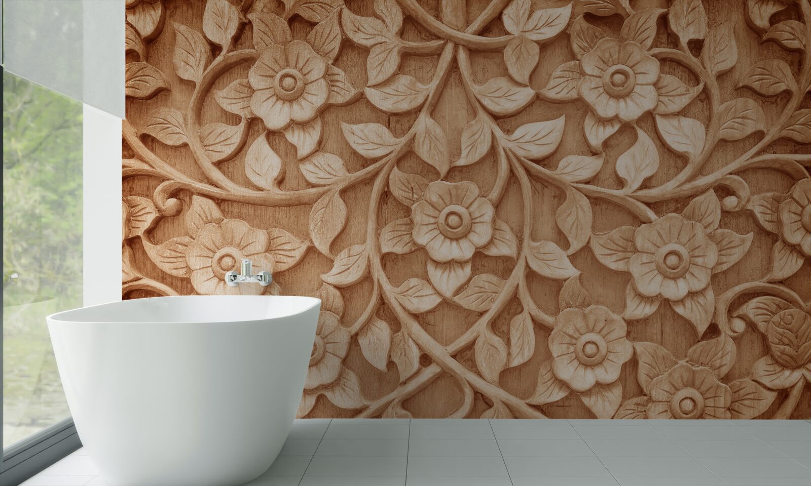 Papier peint texture de fleurs en bois