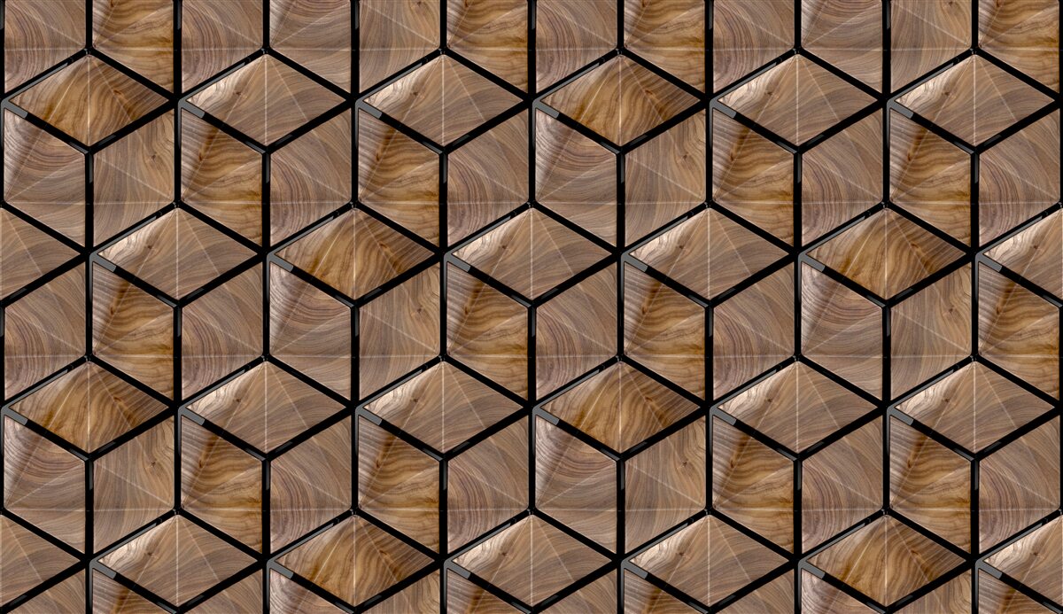 Papier peint motifs de formes géométriques sur le parquet