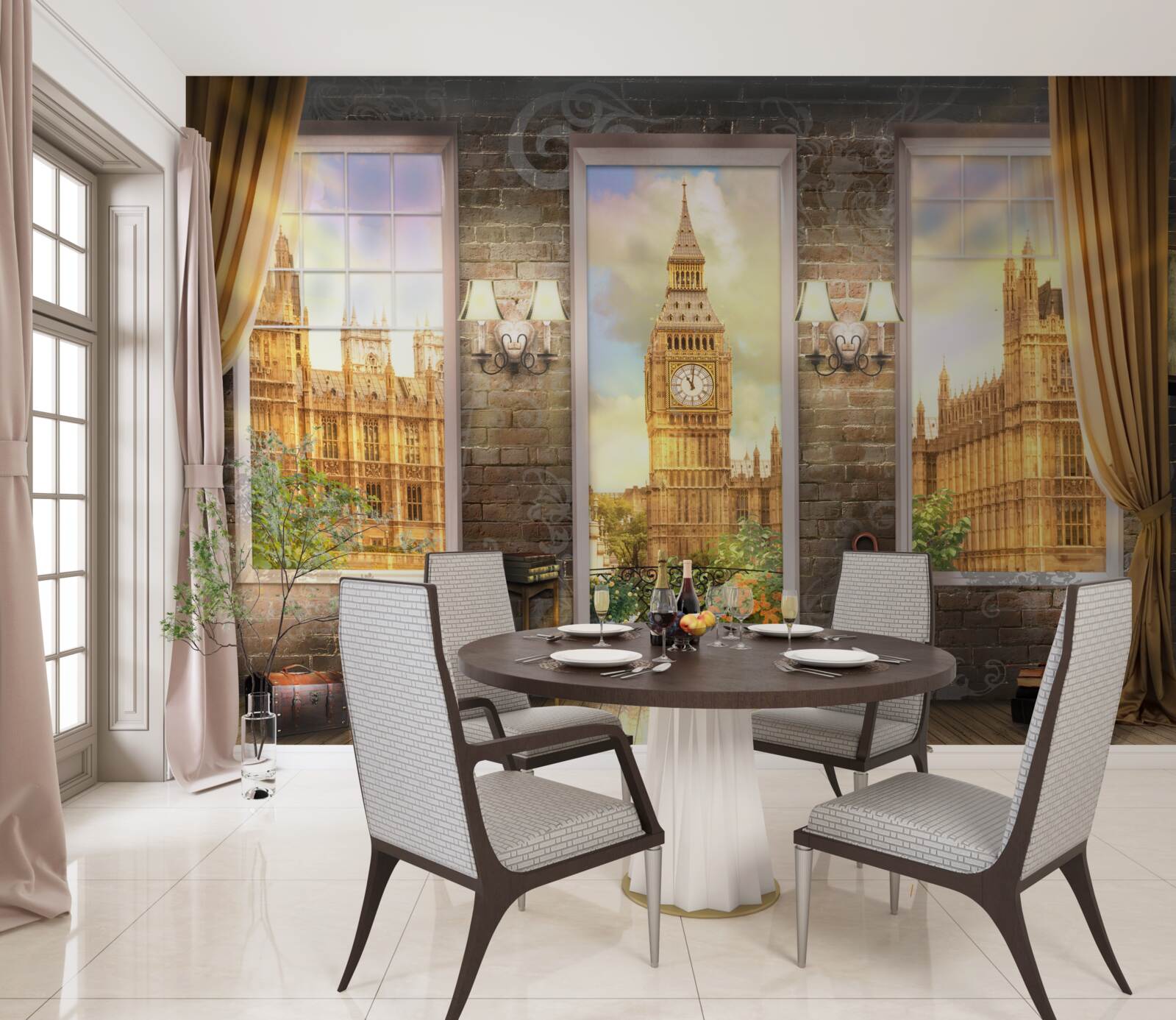 Papier peint l'horizon londonien depuis la fenêtre