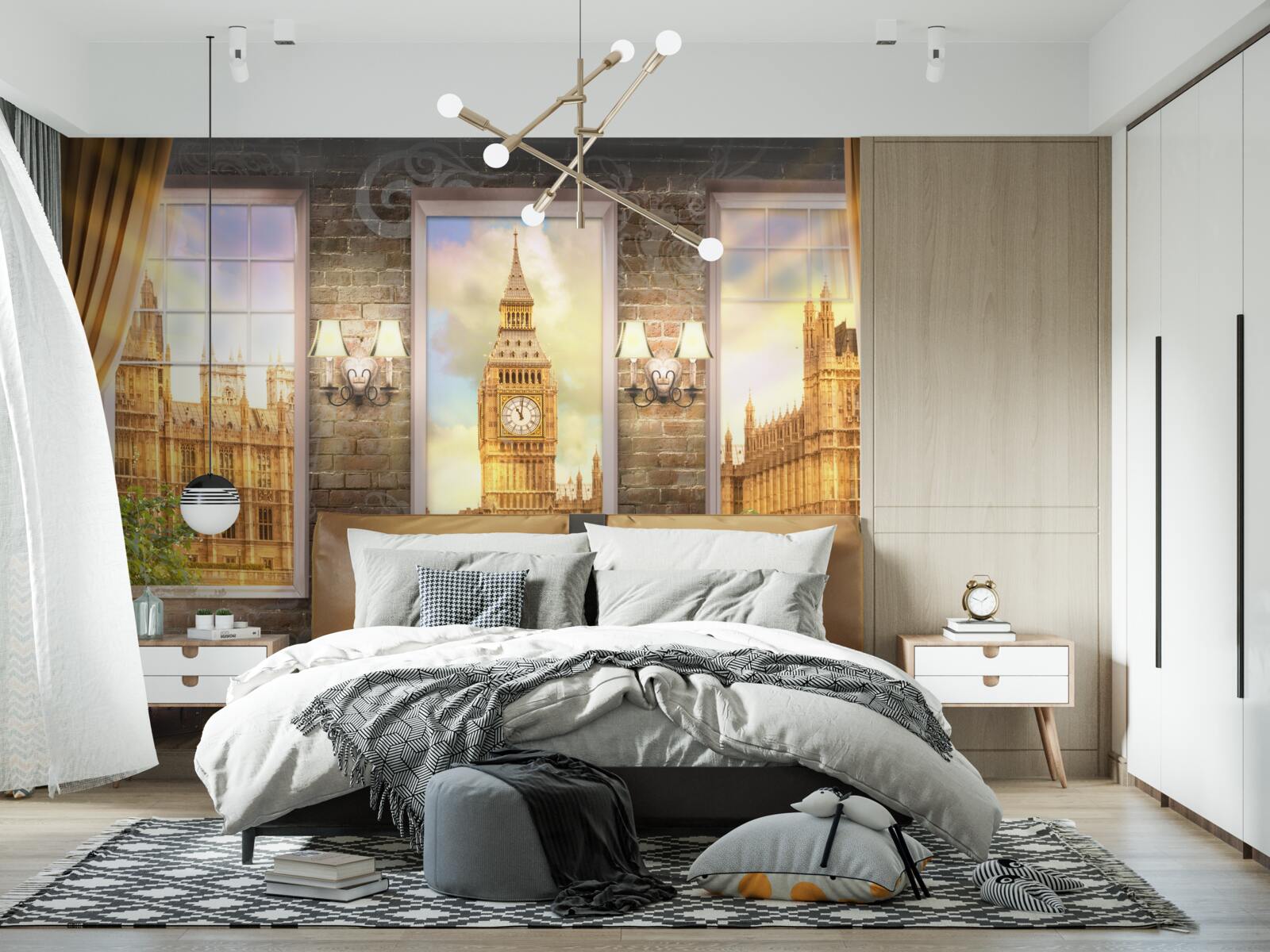 Papier peint l'horizon londonien depuis la fenêtre