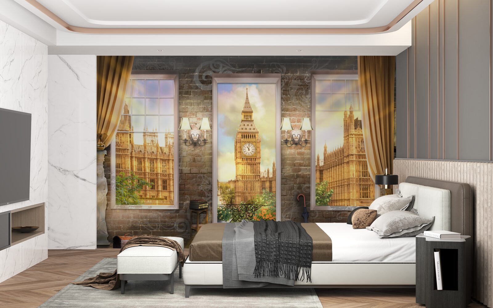 Papier peint l'horizon londonien depuis la fenêtre