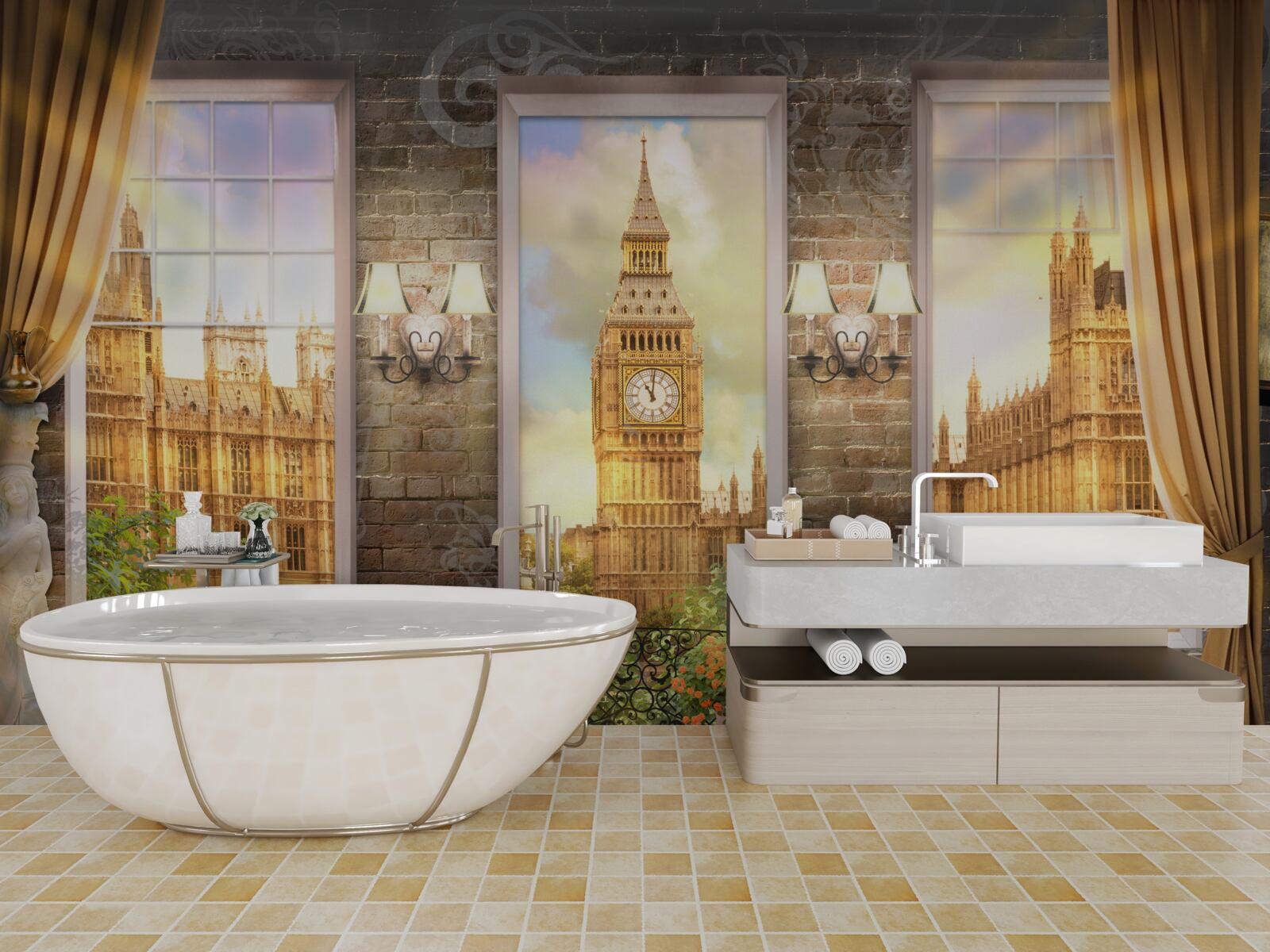 Papier peint l'horizon londonien depuis la fenêtre