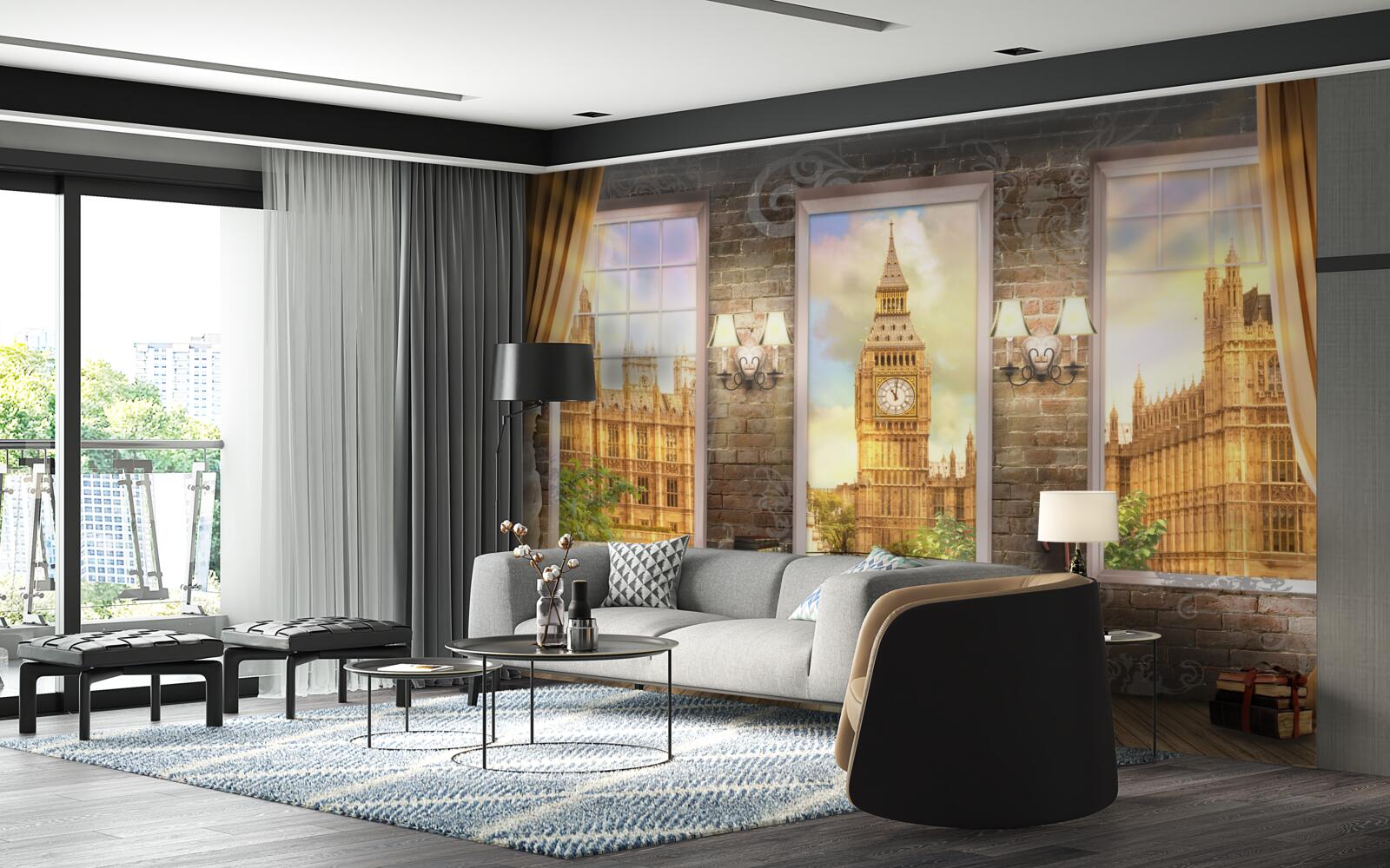 Papier peint l'horizon londonien depuis la fenêtre