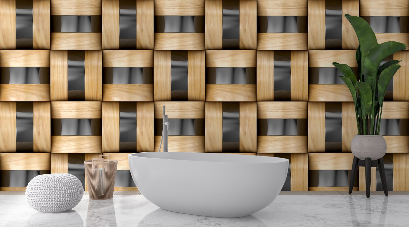 Papier peint tableau composé de blocs de bois