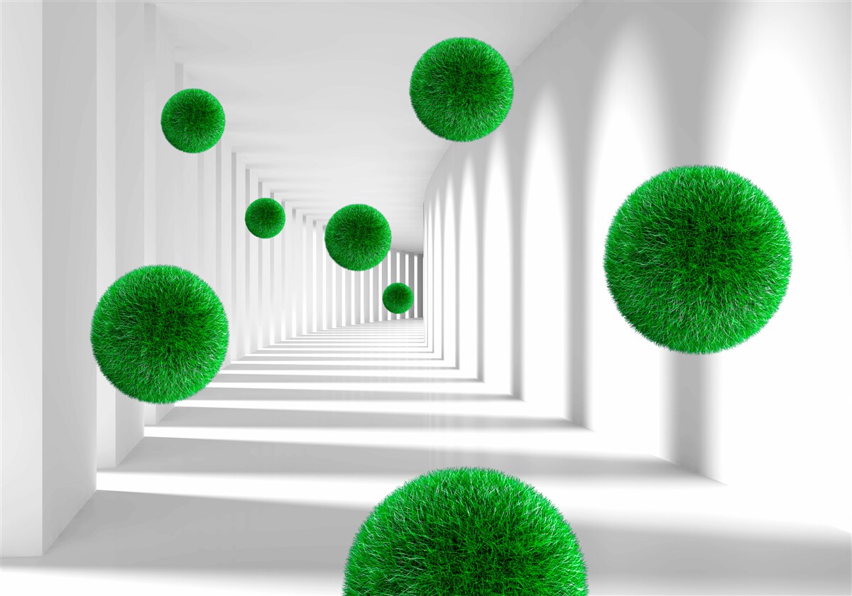 Papier peint boules vertes denses flottantes