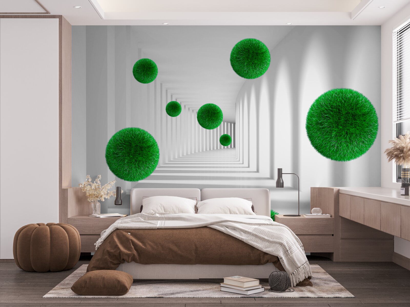 Papier peint boules vertes denses flottantes