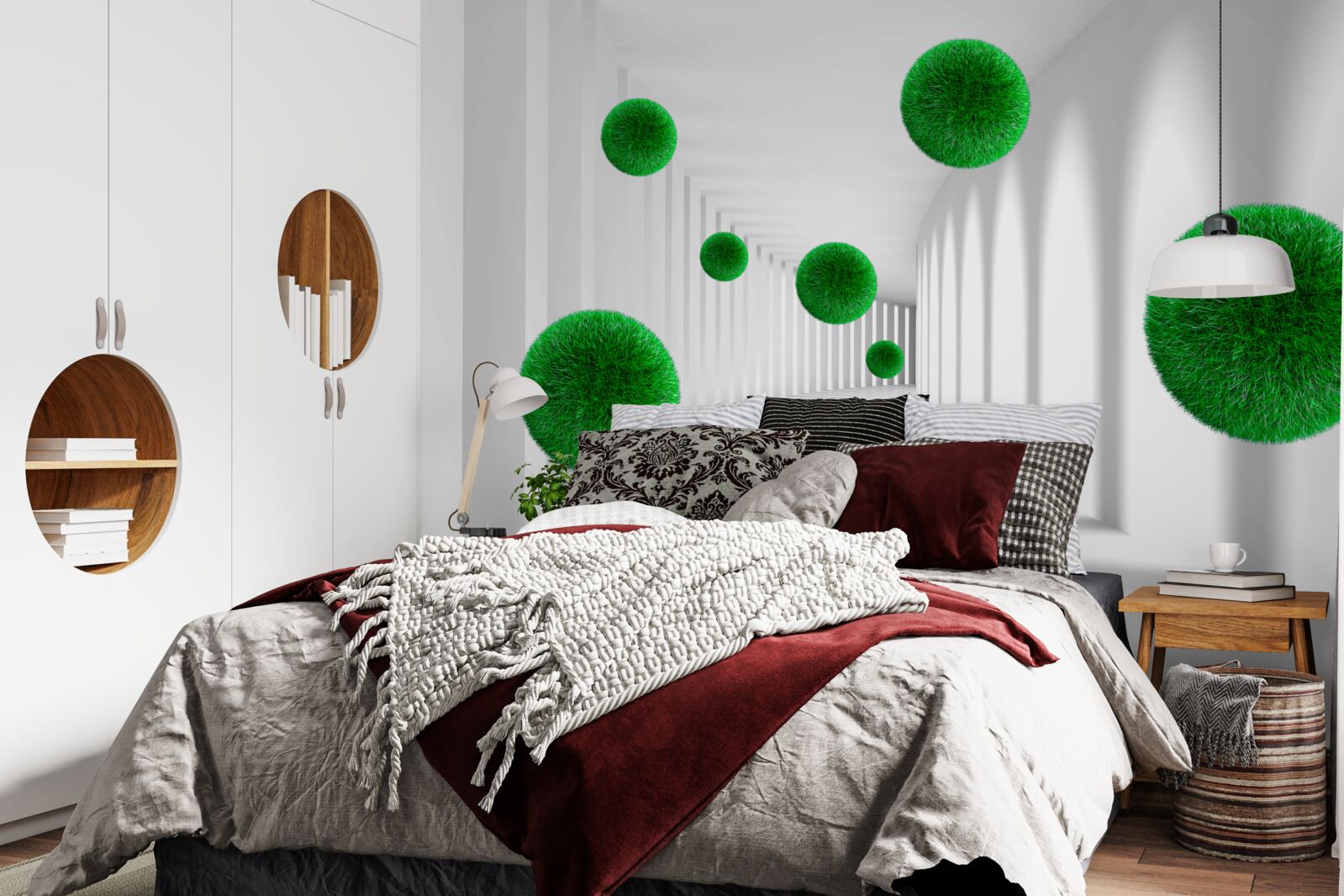 Papier peint boules vertes denses flottantes