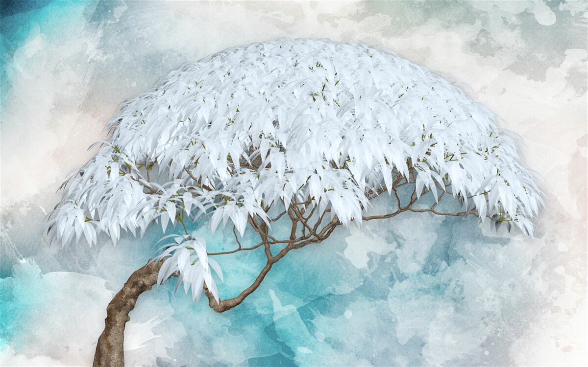 Papier peint sous le couvert de la nuit se cache une fougère luxuriante et blanche comme neige