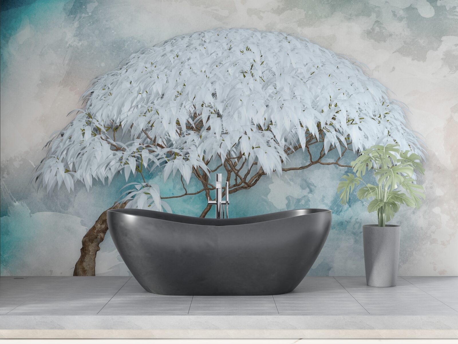 Papier peint sous le couvert de la nuit se cache une fougère luxuriante et blanche comme neige