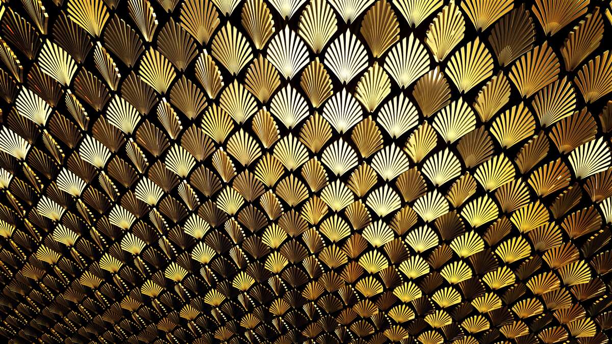 Papier peint abstrait en or en forme de fougère