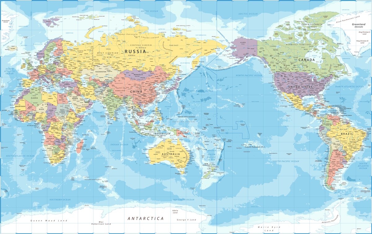 Papier peint carte du monde actuel d'un point de vue politique
