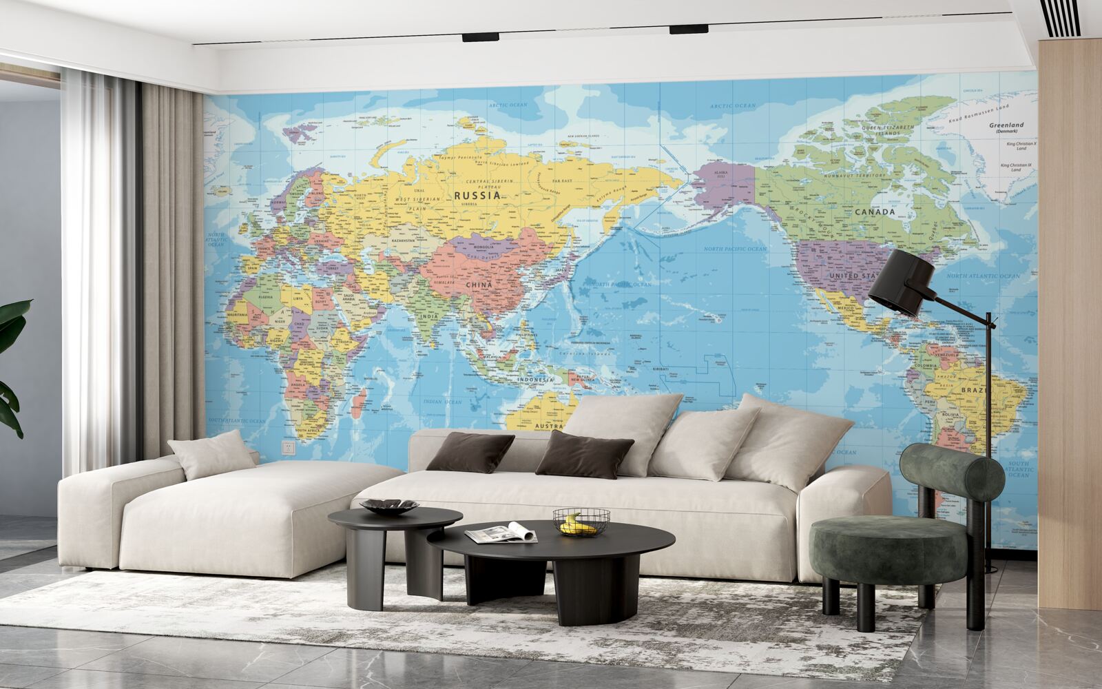 Papier peint carte du monde actuel d'un point de vue politique