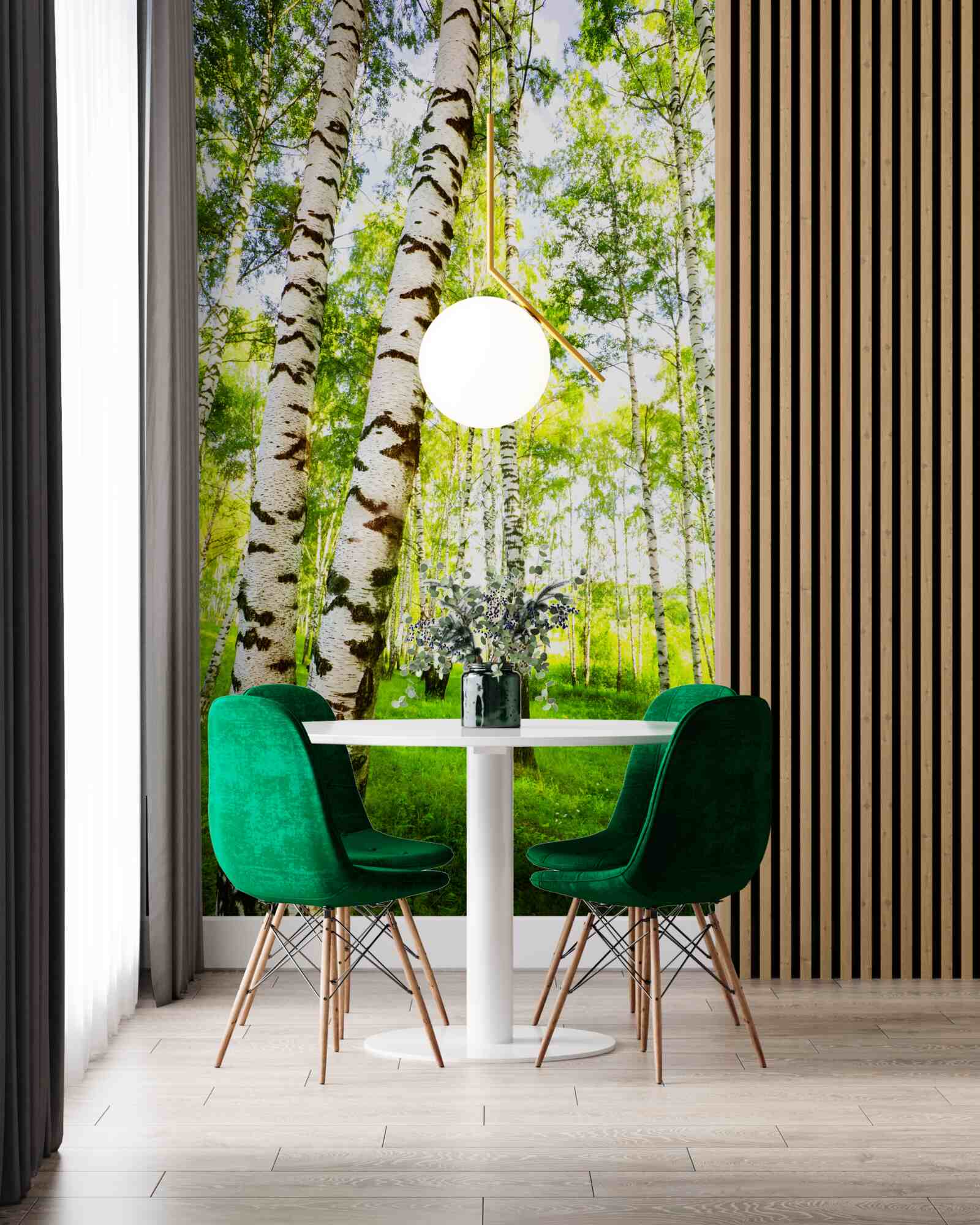 Papier peint un bosquet estival de bouleaux élancés