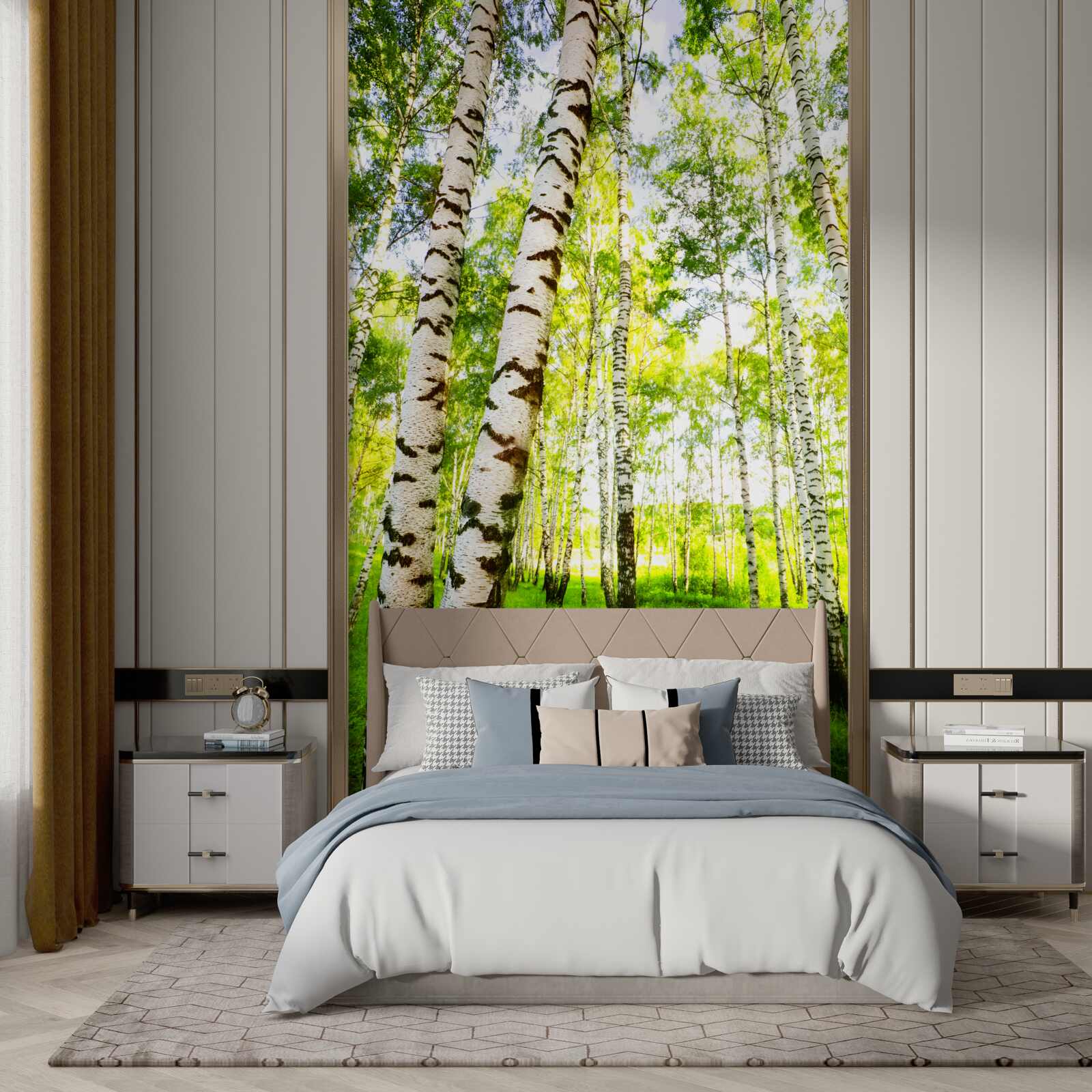Papier peint un bosquet estival de bouleaux élancés
