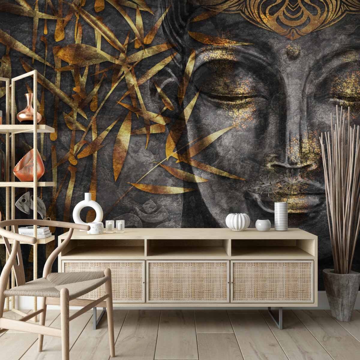 Papier peint fille en or