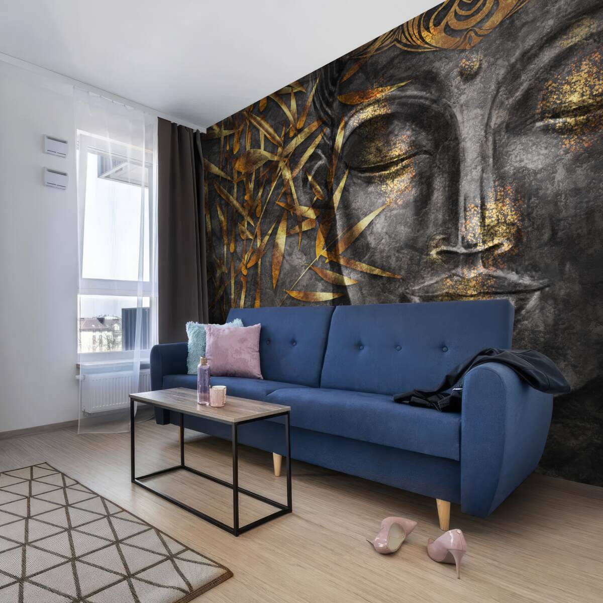 Papier peint fille en or