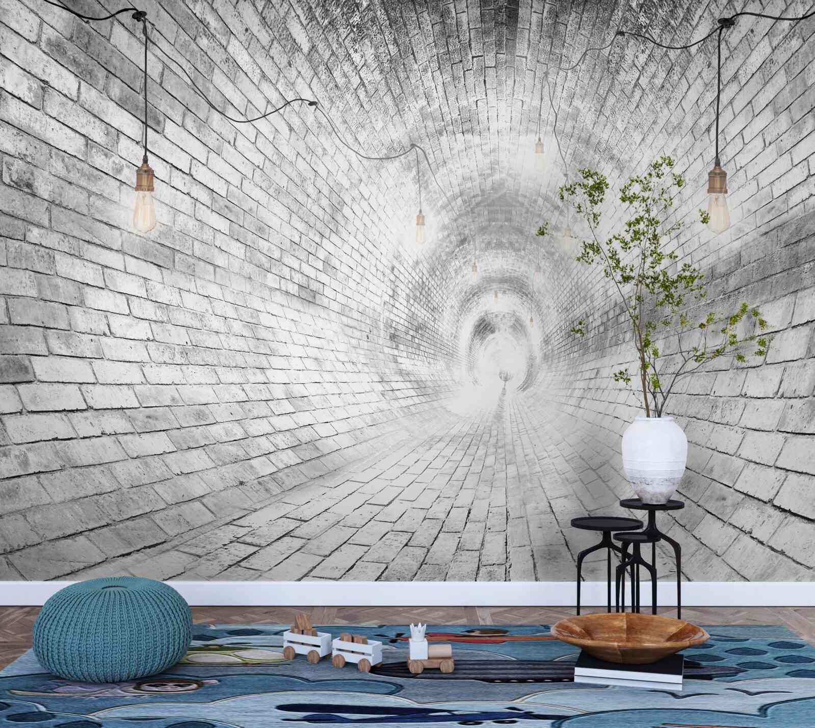 Papier peint un tunnel de briques sans fin