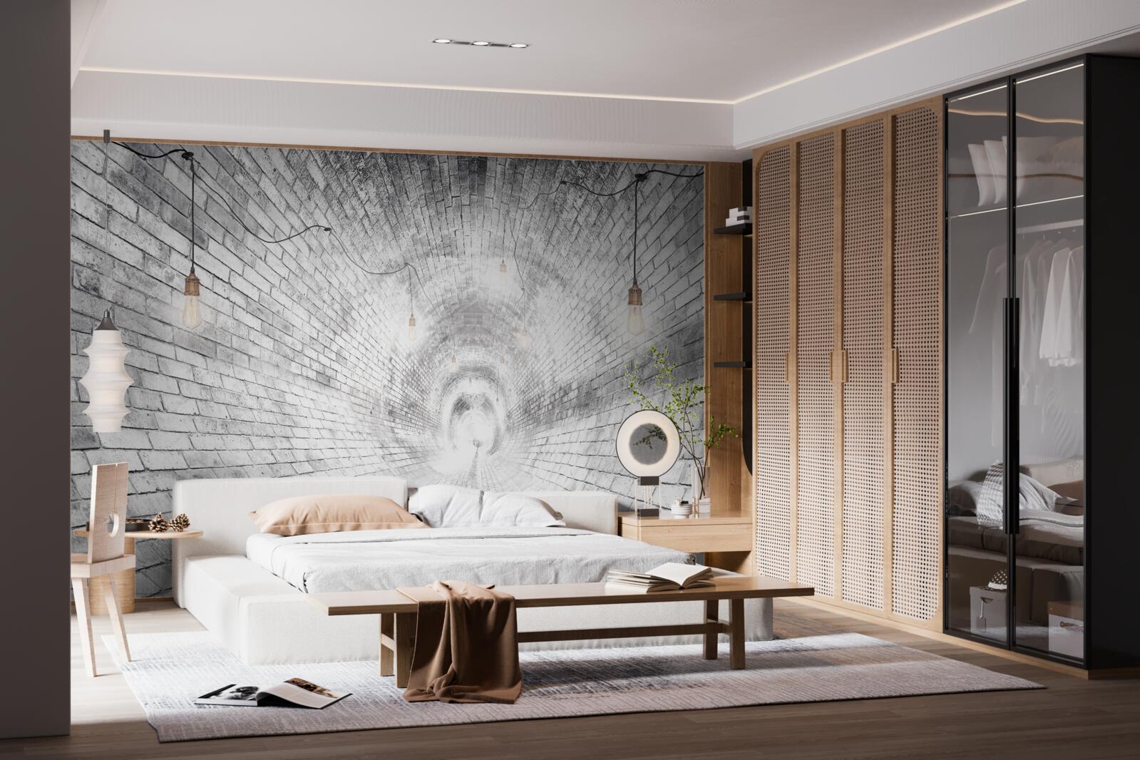 Papier peint un tunnel de briques sans fin