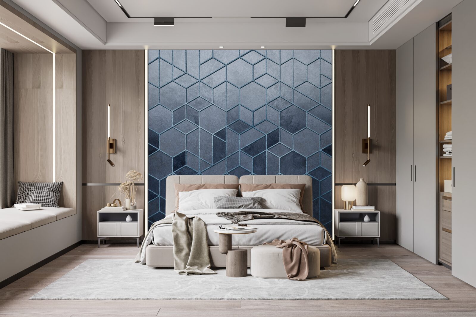 Papier peint géométrie du marbre gris exquis