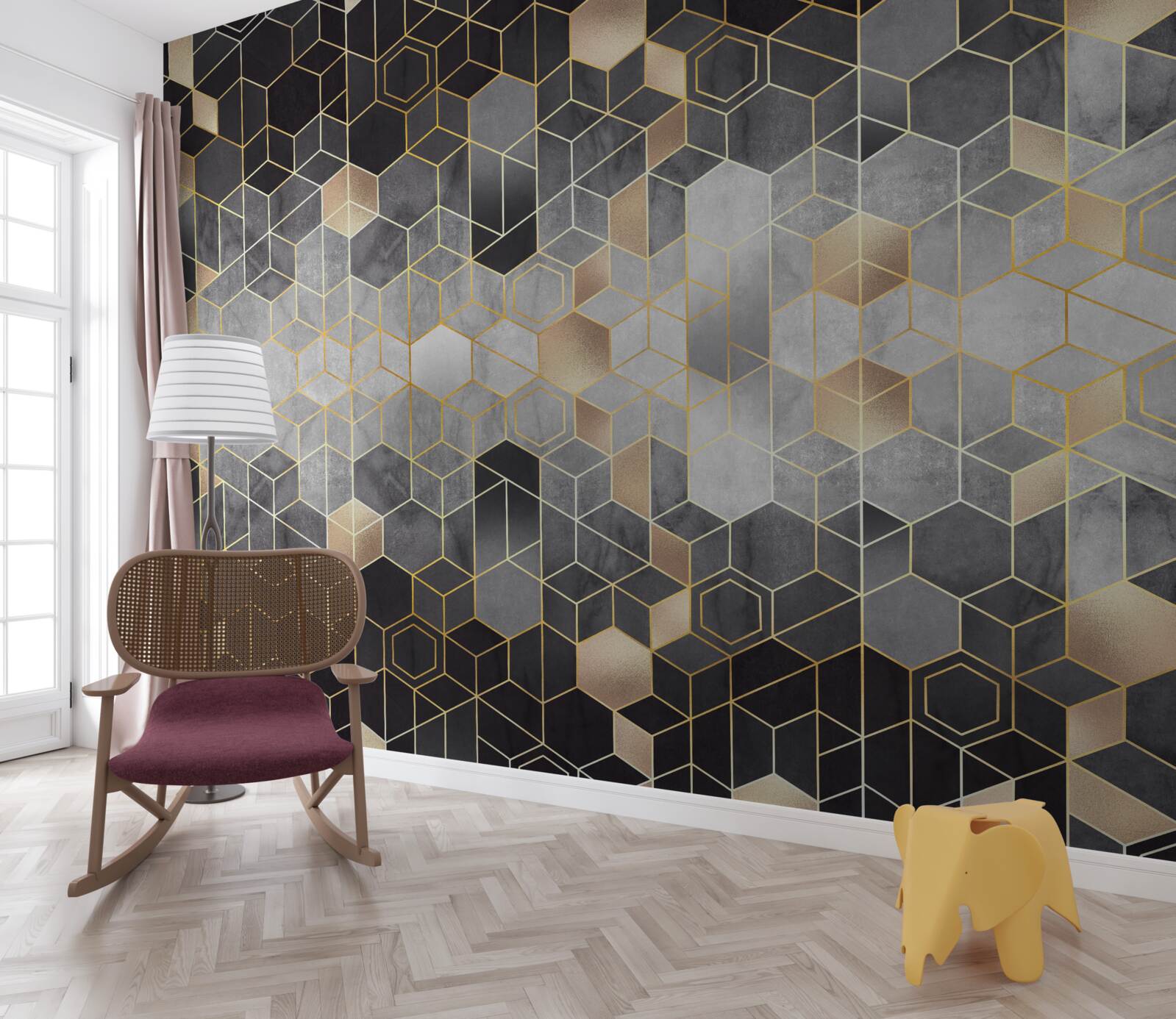 Papier peint image abstraite d'une forêt d'hiver dans le brouillard