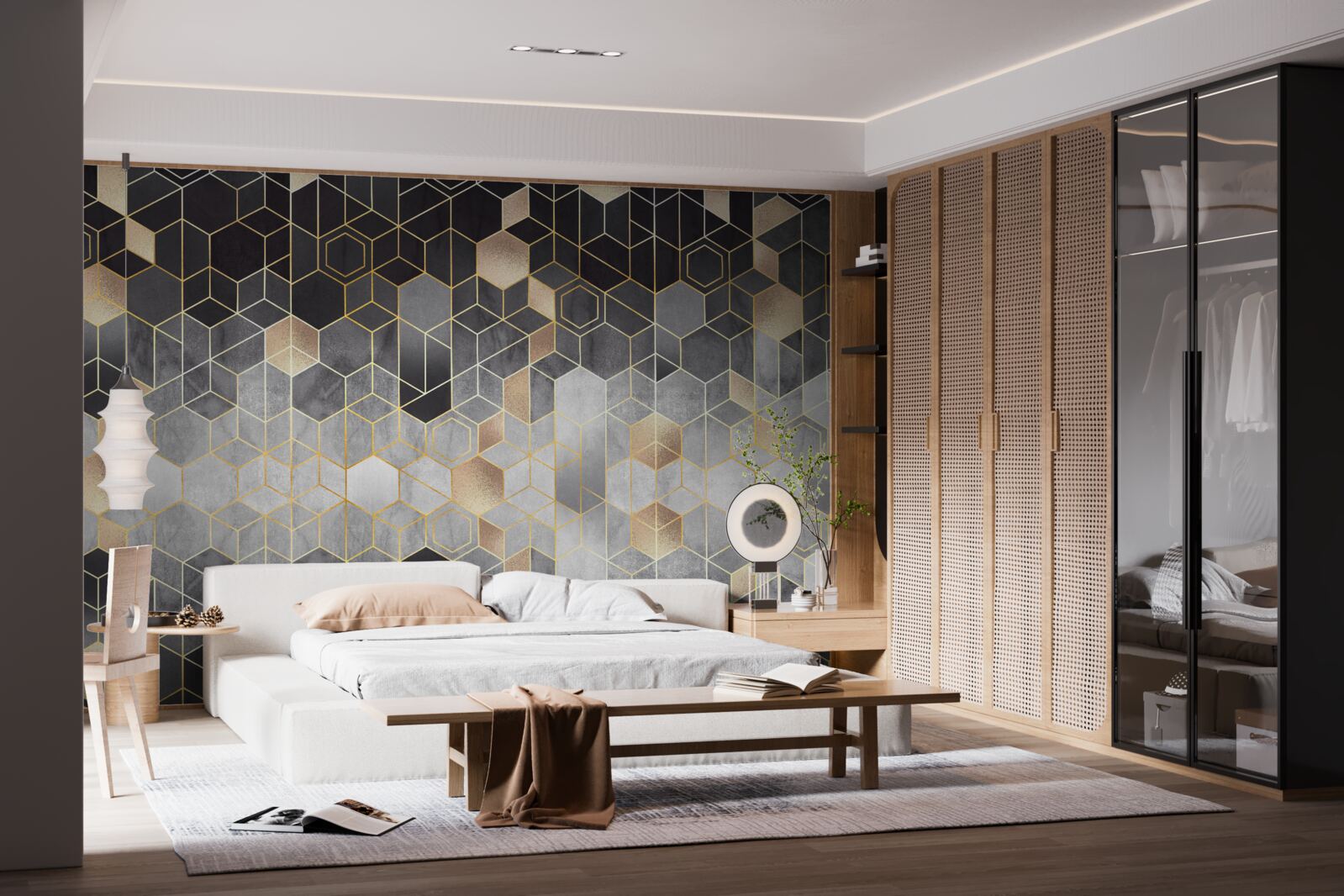 Papier peint image abstraite d'une forêt d'hiver dans le brouillard