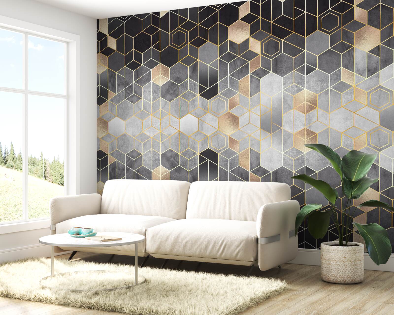 Papier peint image abstraite d'une forêt d'hiver dans le brouillard