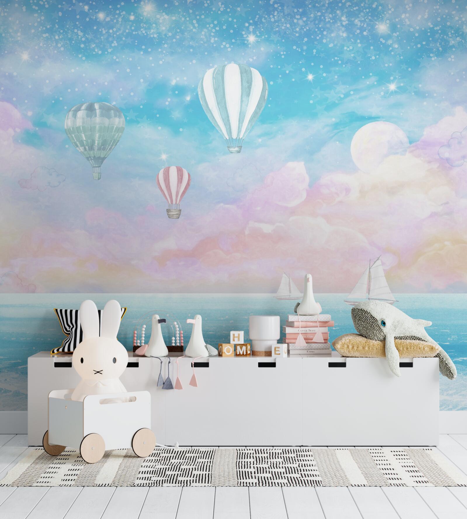 Papier peint boules volant au-dessus des bateaux