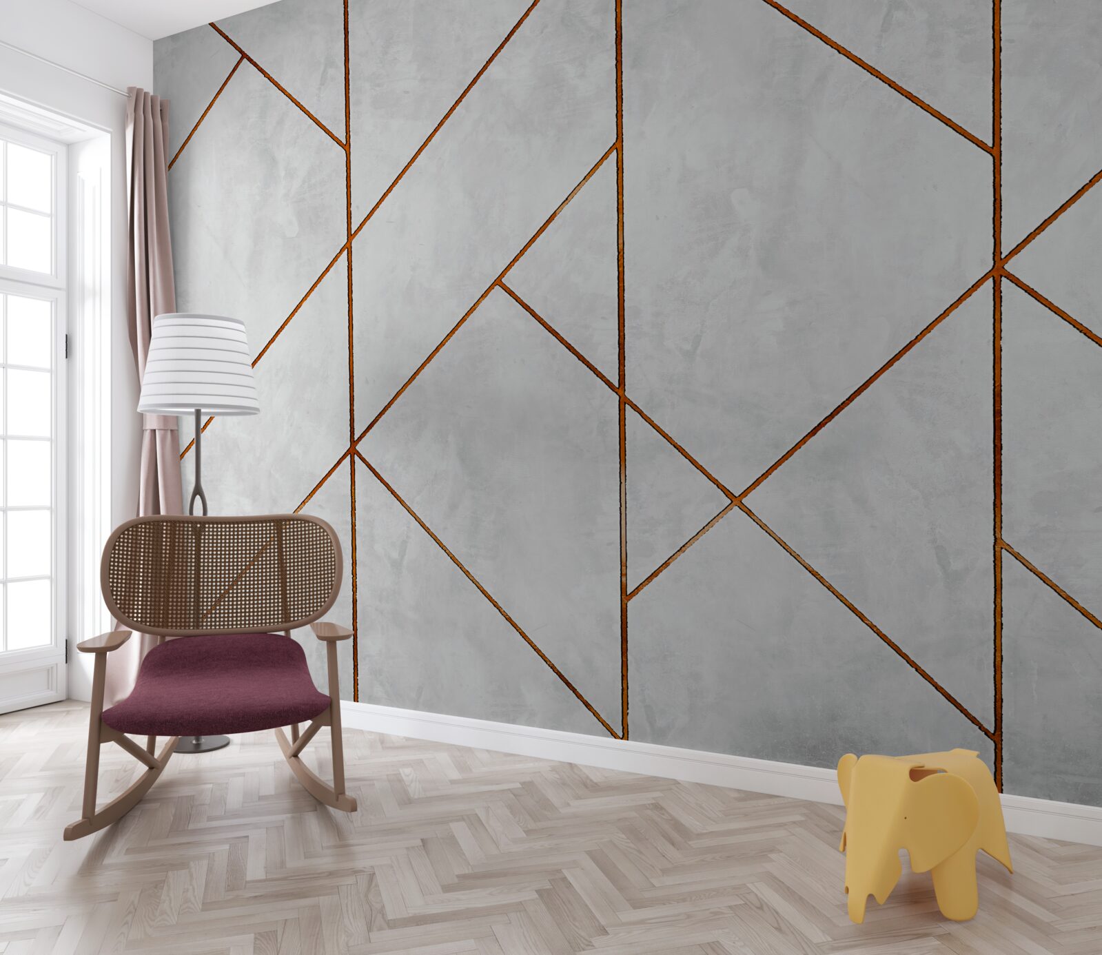 Papier peint marbre gris avec motif de veines d'or