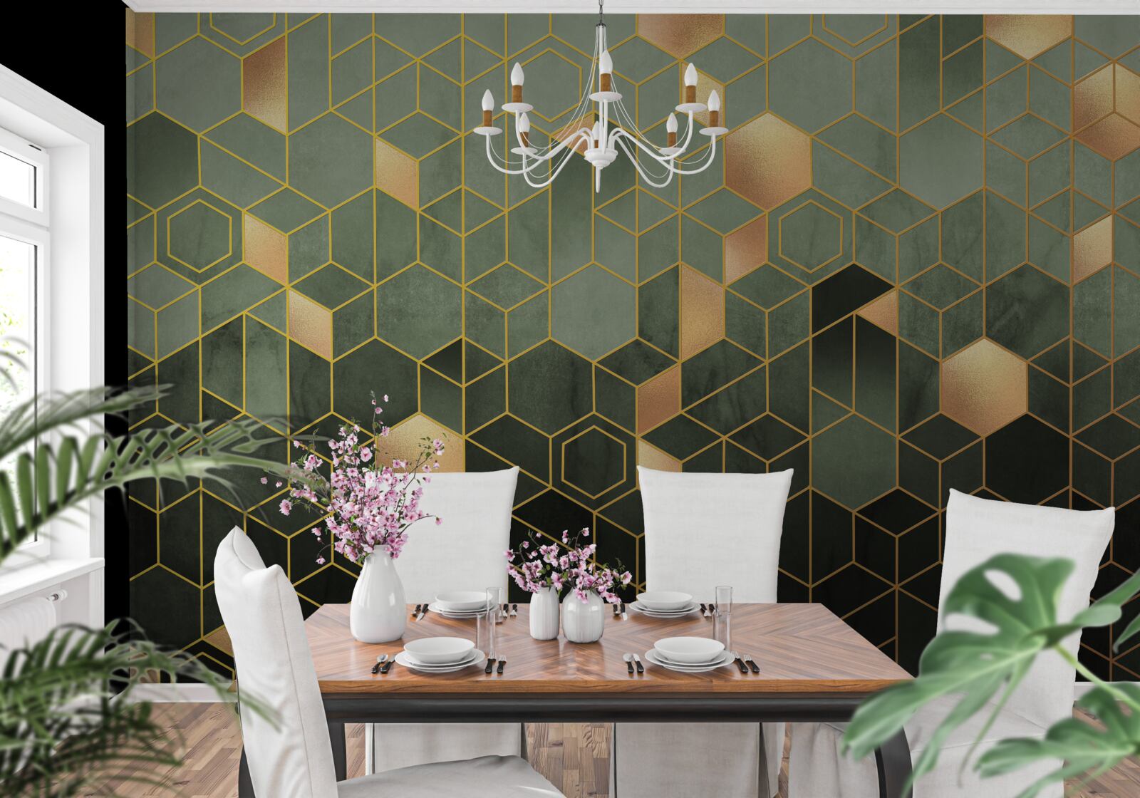 Papier peint la forêt est enveloppée d'un brouillard nocturne, créant des images abstraites