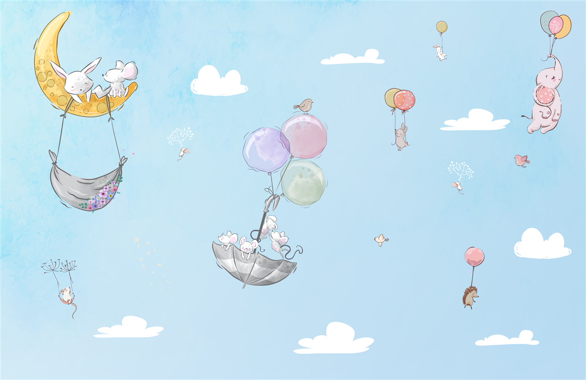 Papier peint ballons et animaux