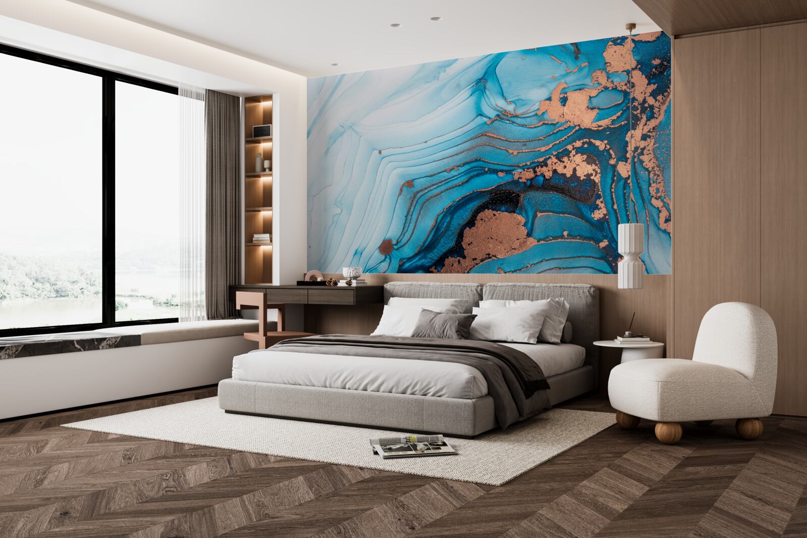 Papier peint l'eau entre en contact avec le sable marbré