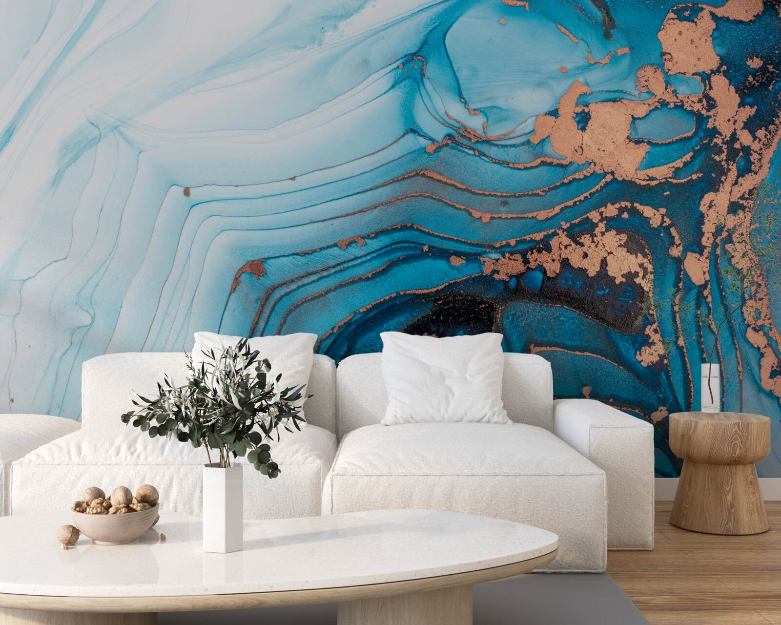 Papier peint l'eau entre en contact avec le sable marbré