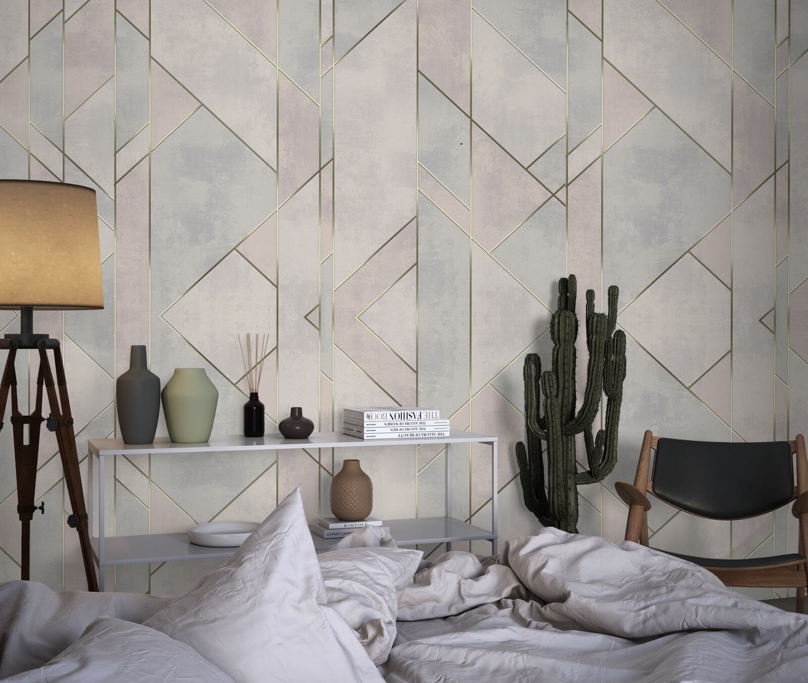 Papier peint lignes droites sur une surface en marbre