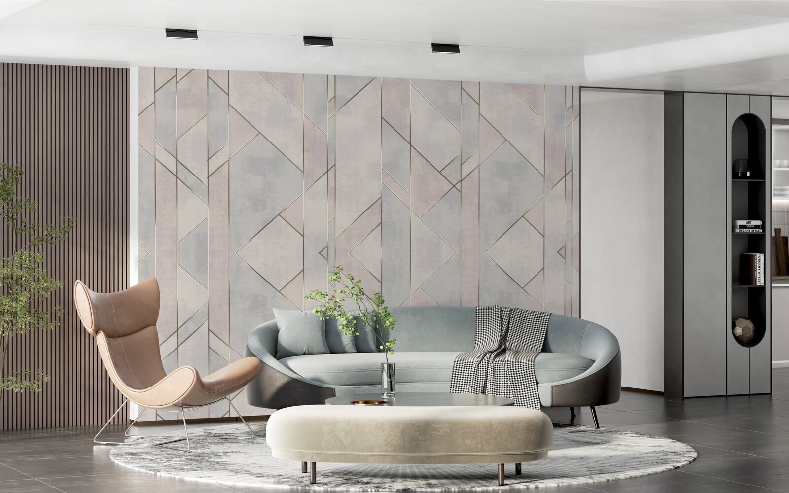 Papier peint lignes droites sur une surface en marbre