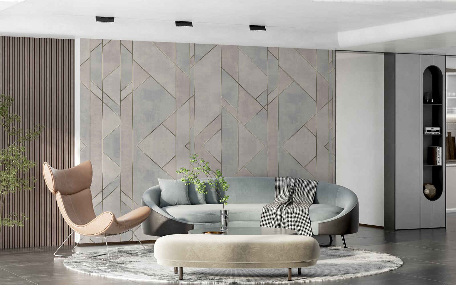 Papier peint lignes droites sur une surface en marbre