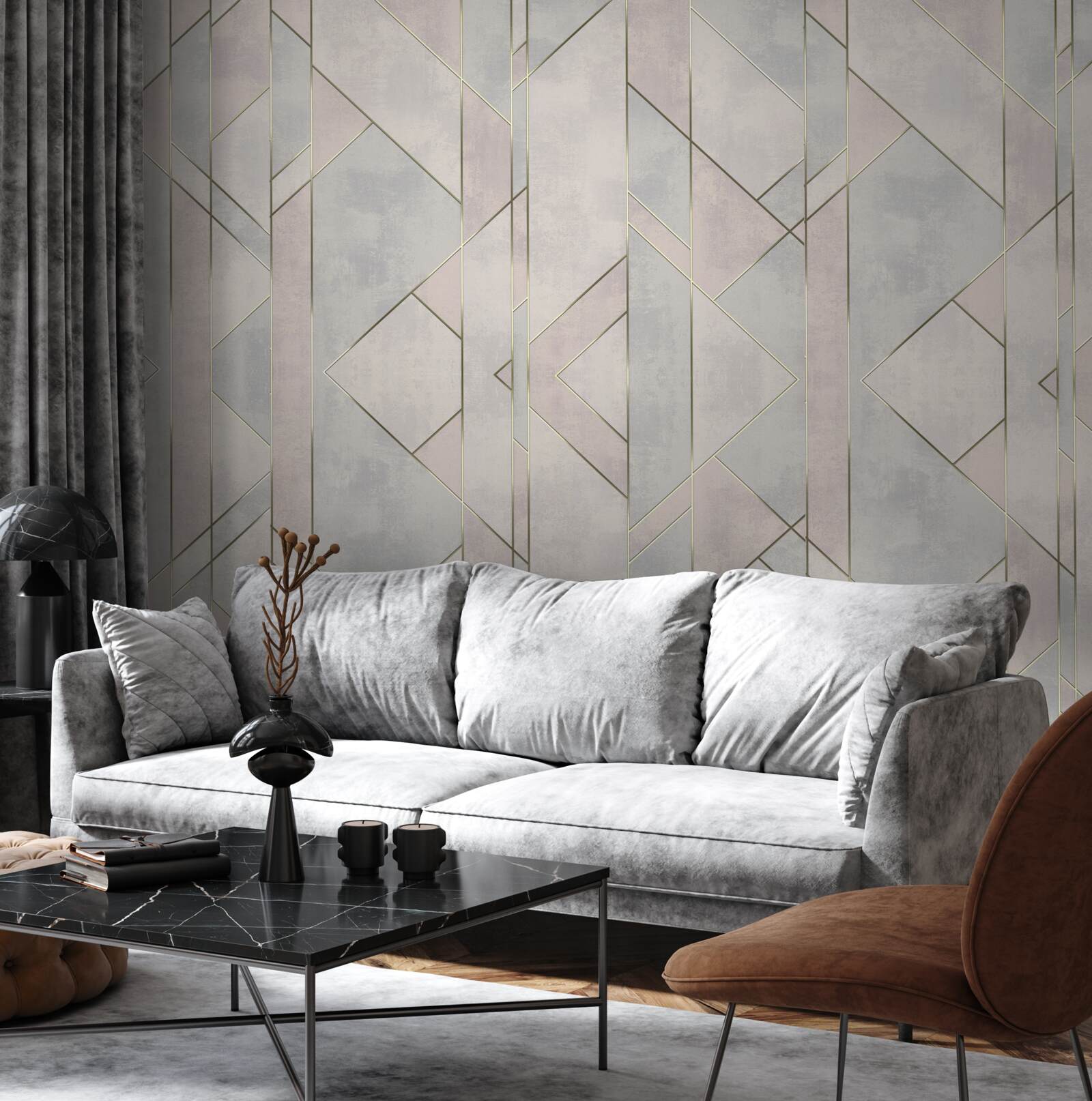 Papier peint lignes droites sur une surface en marbre