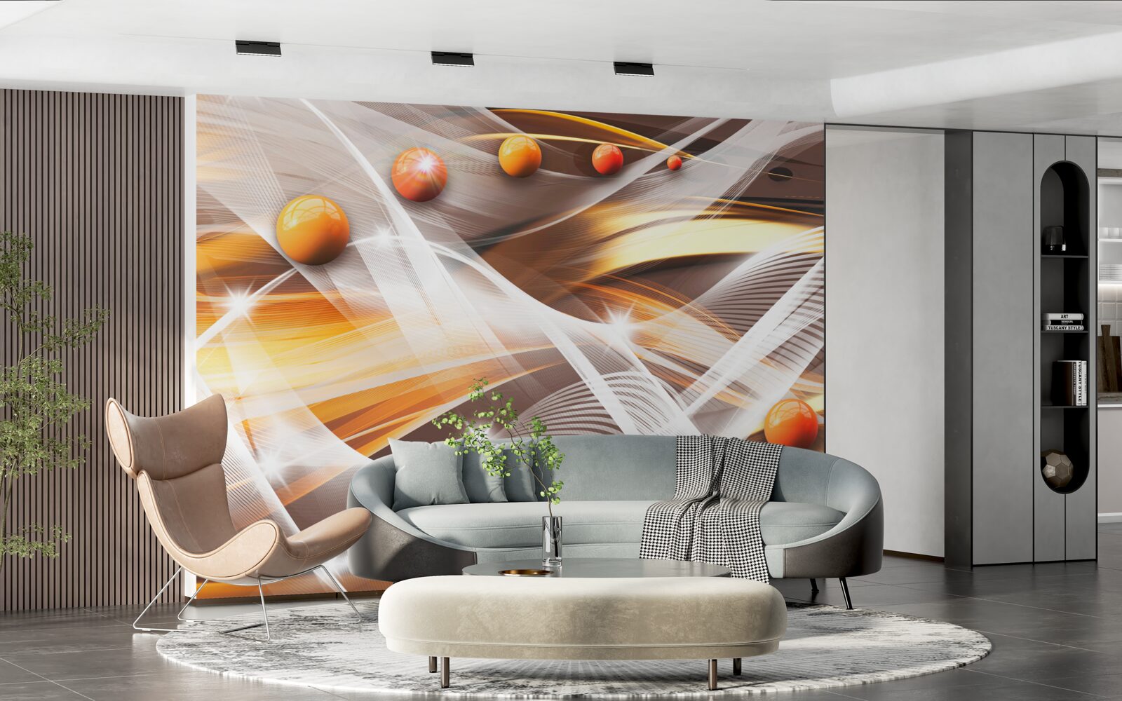 Papier peint Sphères en lévitation dans l'art abstrait