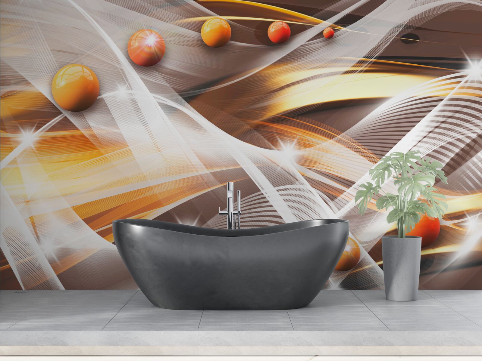 Papier peint Sphères en lévitation dans l'art abstrait