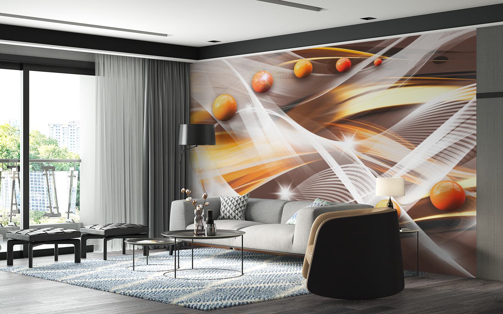 Papier peint Sphères en lévitation dans l'art abstrait