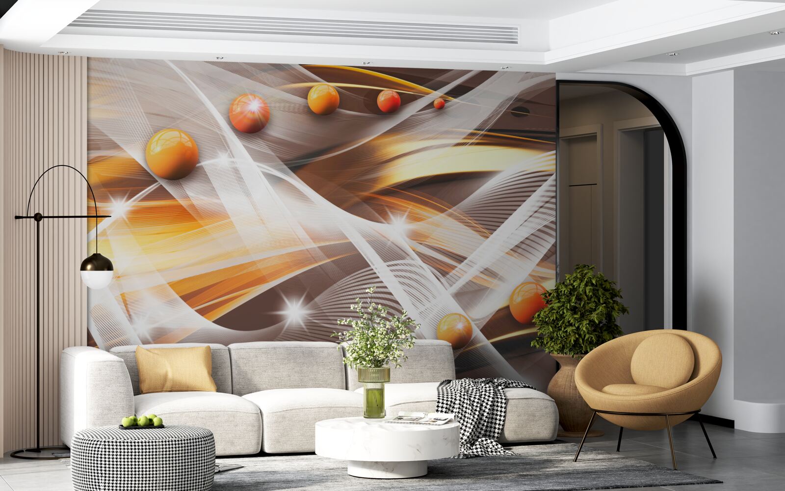 Papier peint Sphères en lévitation dans l'art abstrait