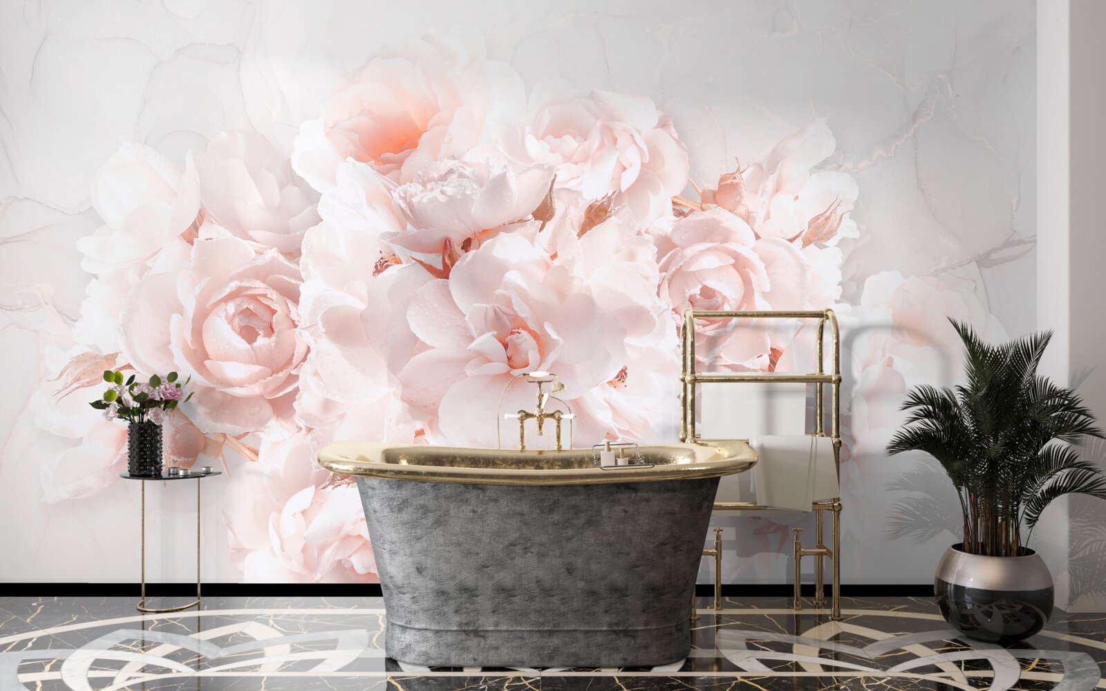 Papier peint composition de pivoines exquises