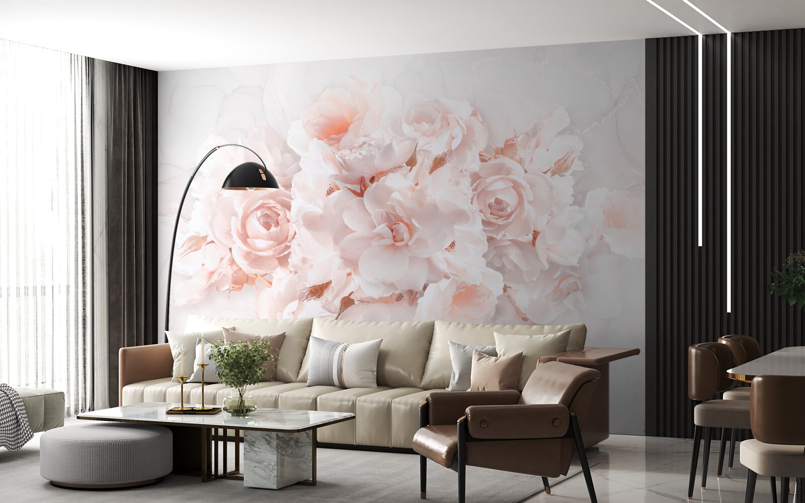 Papier peint composition de pivoines exquises