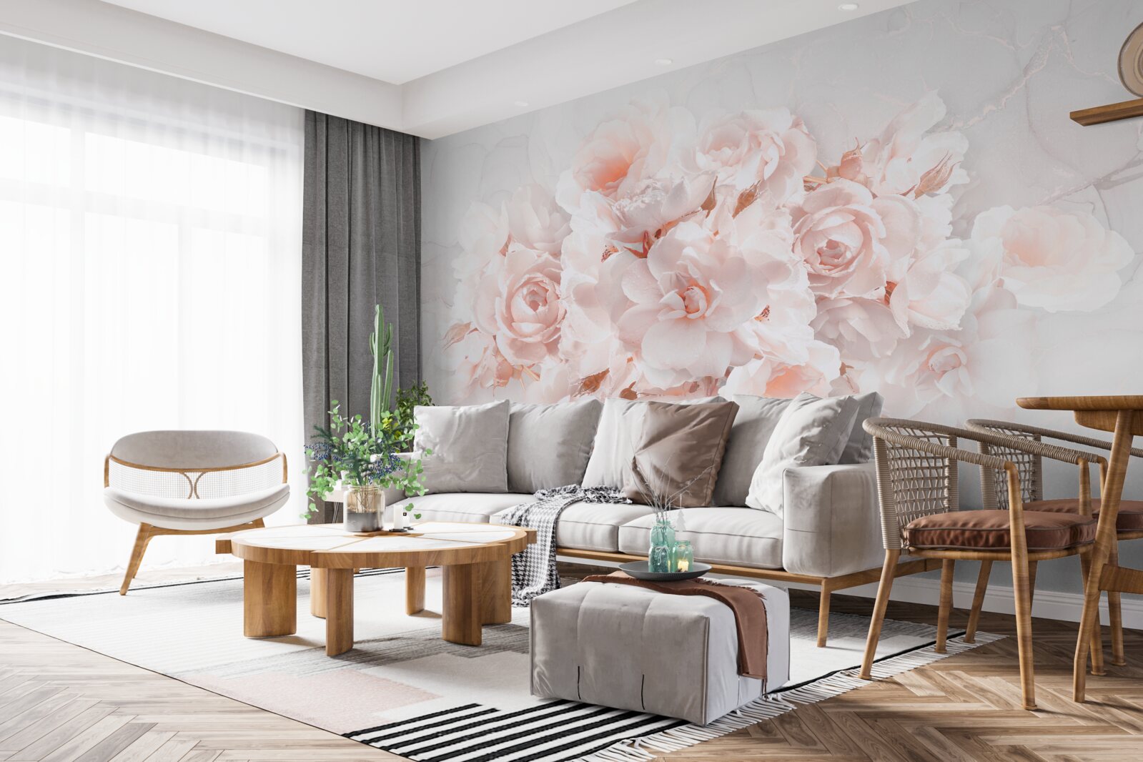 Papier peint composition de pivoines exquises