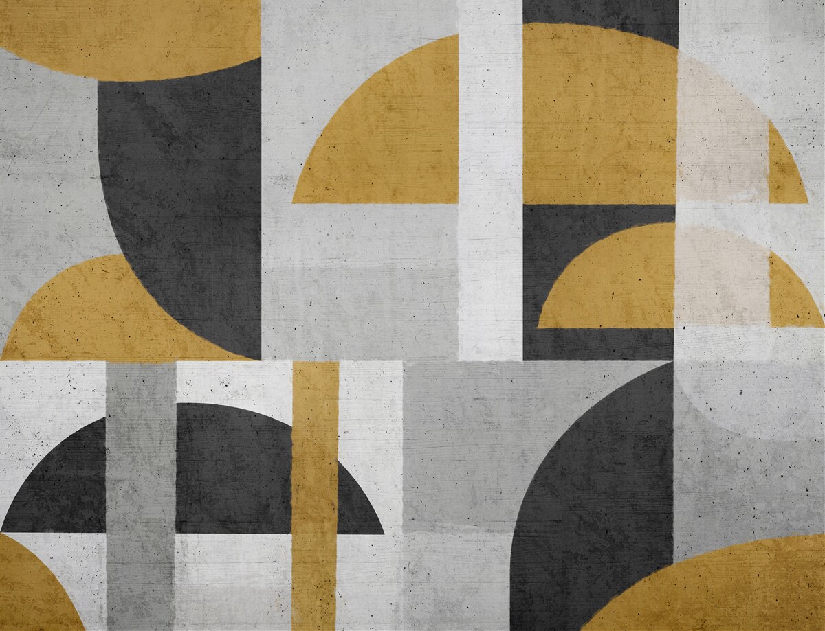 Papier peint abstrait dans les tons de noir et de jaune