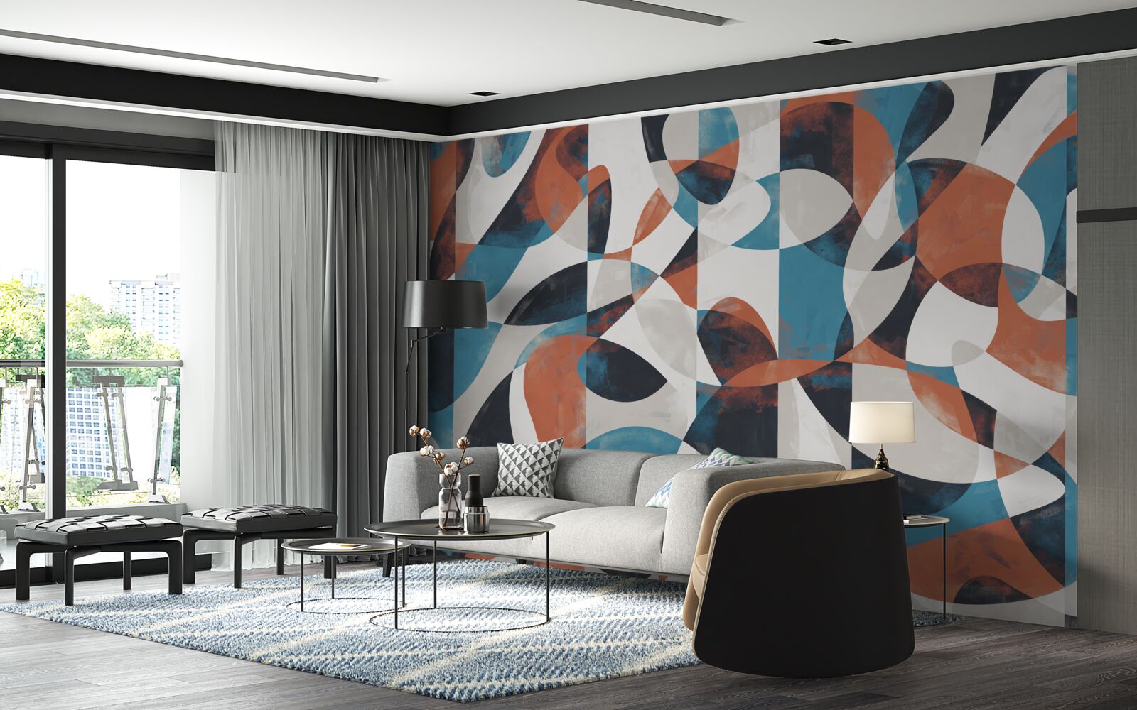 Papier peint figures abstraites