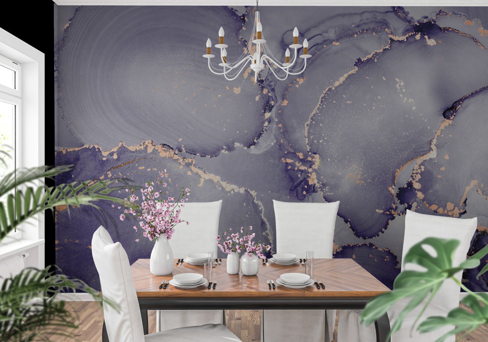 Papier peint lilas violet marbre