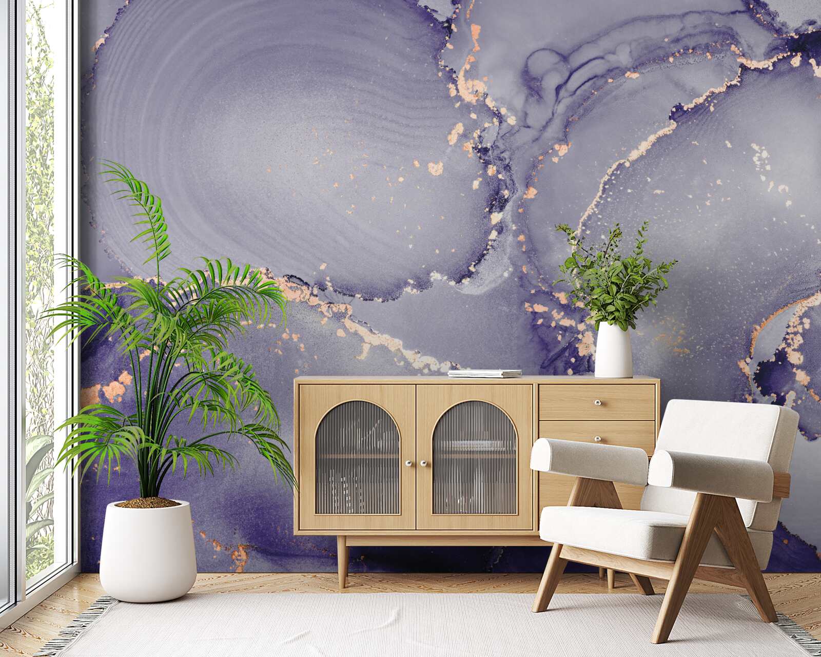 Papier peint lilas violet marbre