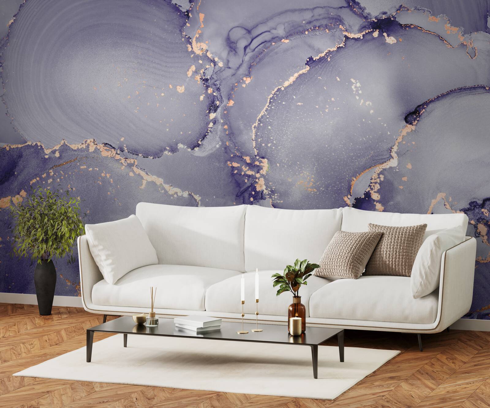 Papier peint lilas violet marbre